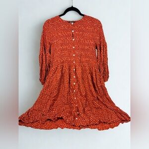 Madewell Orange Floral Smocked Blouse